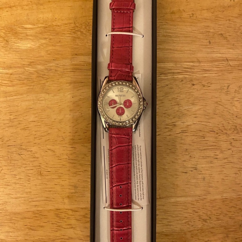 Manhattan Watch By Croton Genuine Leather Pink Ladies Watch
